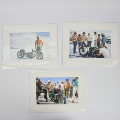 Three Print Photographs of Burt Munro at Bonneville