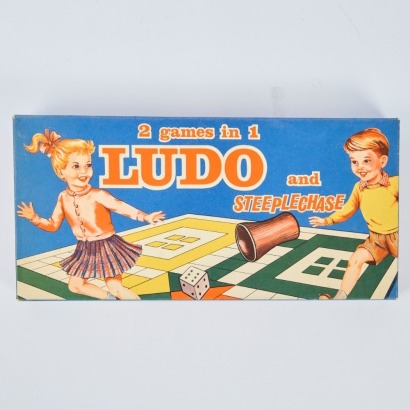 A Vintage 'Ludo' & 'Steeplechase' 2-in-1 Board Game Set