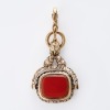 9ct Rolled Yellow Gold, Antique, Chalcedony Spinner Seal Pendant