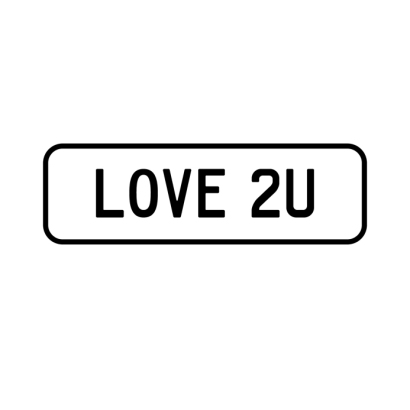 A 'LOVE 2U' Personalised Plate