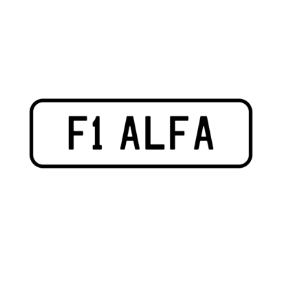 A 'F1 ALFA ' Personalised Plate