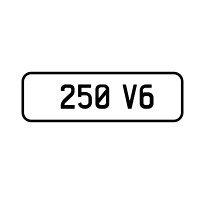 A '250 V6' Personalised Plate
