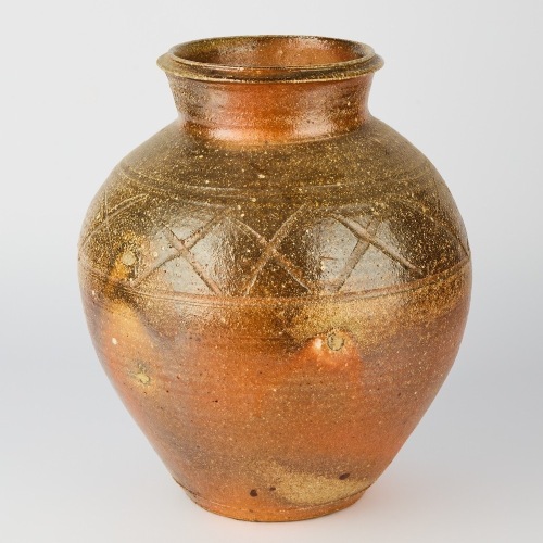 A Large Bruce Martin Anagama-Fired Floor Pot, c.1989