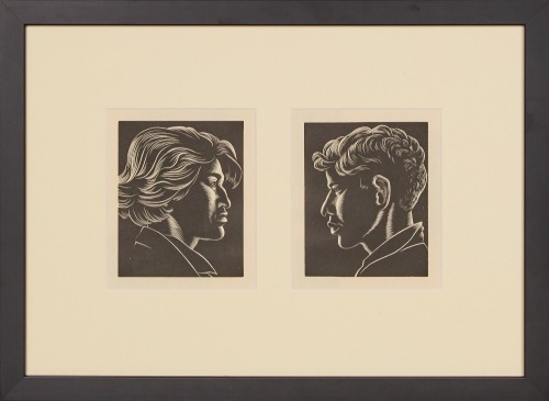 A Mervyn Taylor, Maori Girl & Maori Boy Bookplate 1