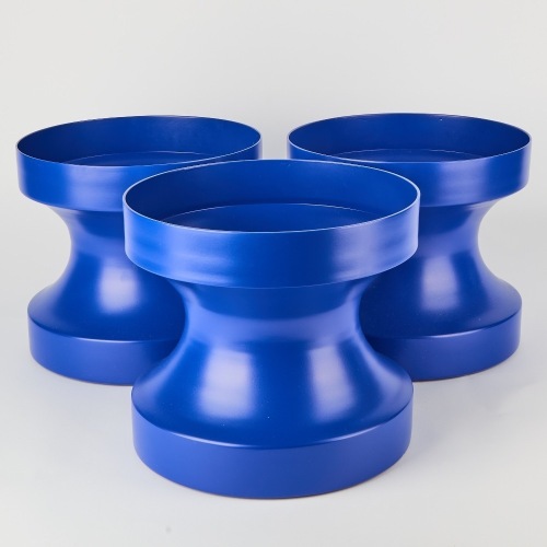 A Set of Blue Llot Llov Aluminium Vases