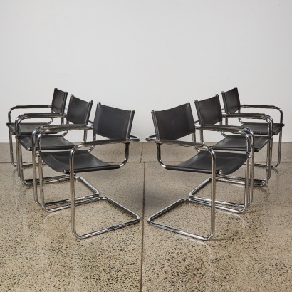 A Set of Six Mart Stam S34 Style Cantilever Armchairs