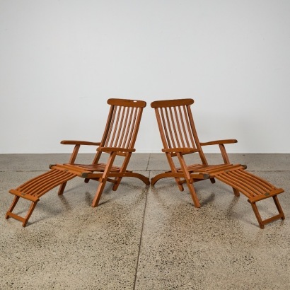 Two Queen Mary First Class Vintage Deck Chairs