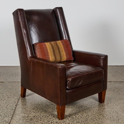 A Leather Wingback Chair by Randall and Allen