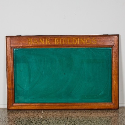 A Vintage Mahogany New Zealand Bank Buildings' Notice Board
