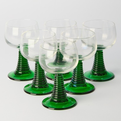 A set of six Vintage French Beehive Wine Glasses by Romer