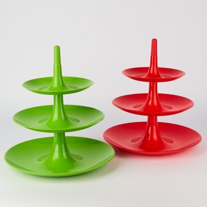 A pair of Babell Etagere's by Koziol 1997 one Red and one Lime Green