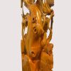 A Chinese Carved Torreya Wood Figure of an Old Fisherman - 3
