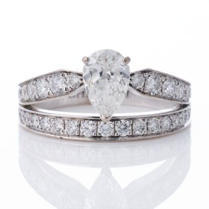 Chaumet, Josephine "Aube Printani&egrave;re," 18ct White Gold, 0.76ct Pear cut / 1.00ct Diamond Ring, GIA certified