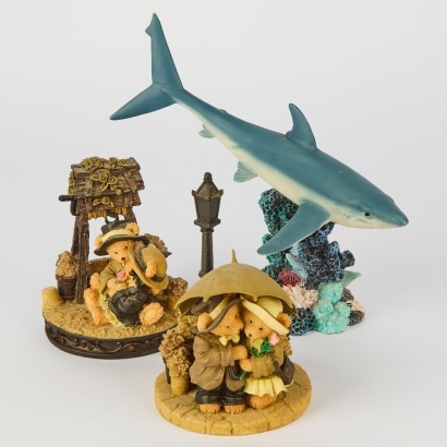 A Group of Three 20th Century Carved Resin Animal Ornaments