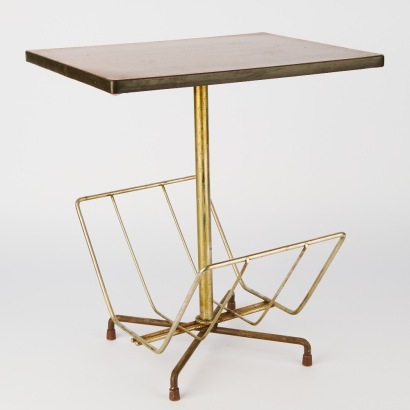 A Mid-Century Side Table with Magazine Rack