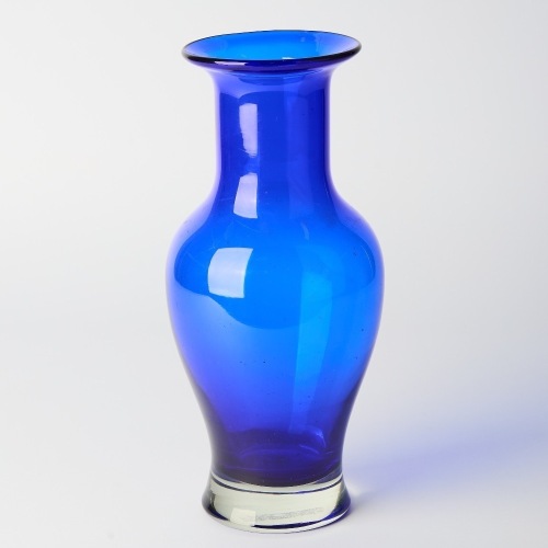 A Mid-Century Cobalt Blue Heavy Cut Glass Vase