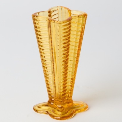 An Art Deco Depression Glass Vase in Amber
