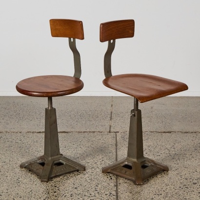 A Pair of Vintage Industrial Singer Factory Chairs