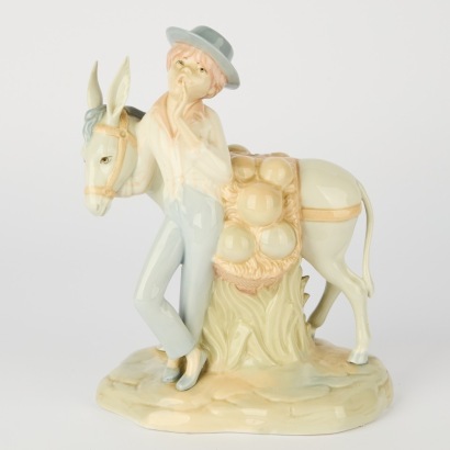 A Vintage Spanish Porcelain Boya and Donkey Firgure