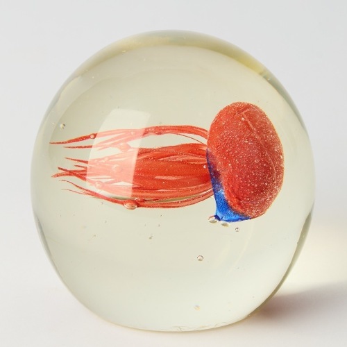 A Large Red Jellyfish Art Glass Paperweight