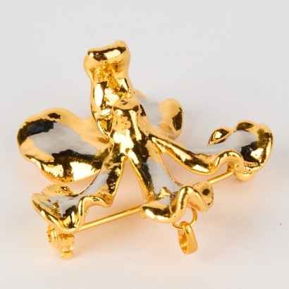 A Vintage Risis Singapore Gold Plated Orchid Brooch