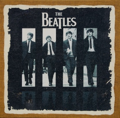 A Beatles Print on Burlap Canvas