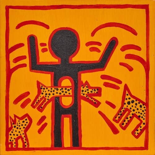 A Painting on Canvas After Keith Haring