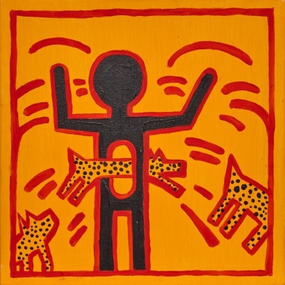 A Painting on Canvas After Keith Haring