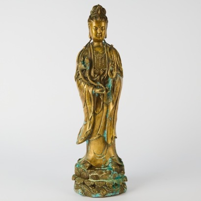 A Large Bronze Guanyin Goddess