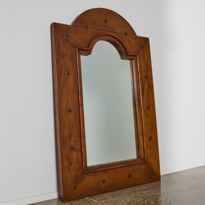 A Large Decorative Teak Mirror