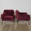 A Pair of Burgundy Velvet Armchairs - 2