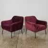 A Pair of Burgundy Velvet Armchairs
