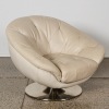 A White Leather Swivel Armchair - 2