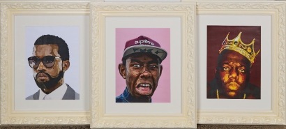 A Trio of Finely Framed Rapper Graphic Prints
