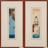 A Set of Two Japanese 20 Century Ukiyo-e Woodblock Hashira-e Prints