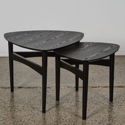 A Modern Pair of Black Nesting Tables