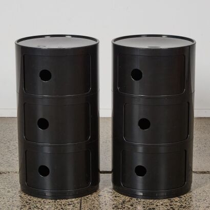 A Pair of Kartell-Style Black Componibili Units