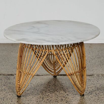 A Cane Base Marble Top Table