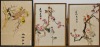 A Set of Three Mid 20 Century Chinese Embroidered Panels with Birds and Flowers