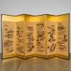 A 20 Century Japanese Large Six Panel Ink Landscape Screen with Figures