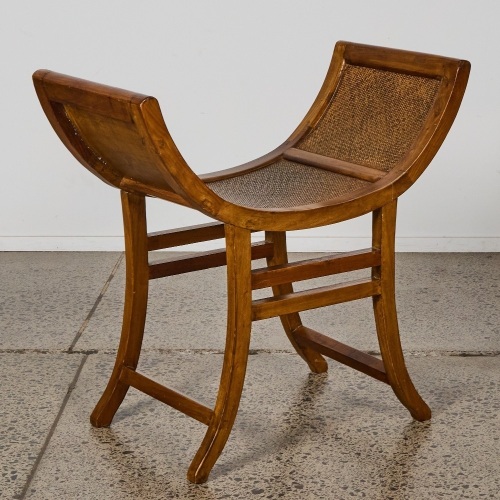 A British Colonial Style Caned Hardwood Window Seat