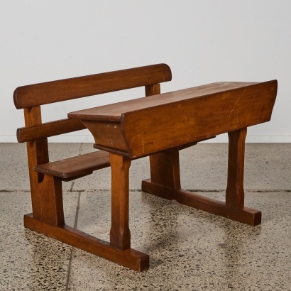 An Antique Australian Silky Oak Double School Desk