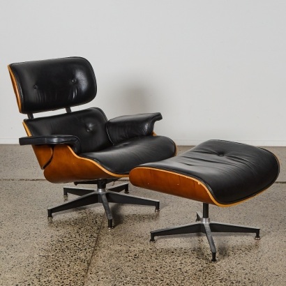 A Eames Style Lounge Chair and Ottoman