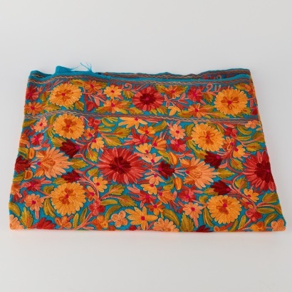A Blue Kashmiri Floral Shawl