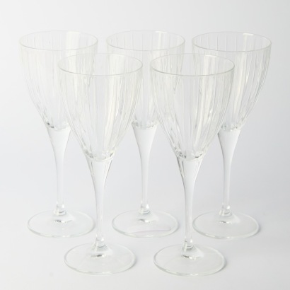 A Set of Five Royal Doulton Cut Crystal Wine Glasses