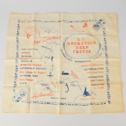 A Vintage 1950s U.S. Operation Deep Freeze Commemorative Handkerchief