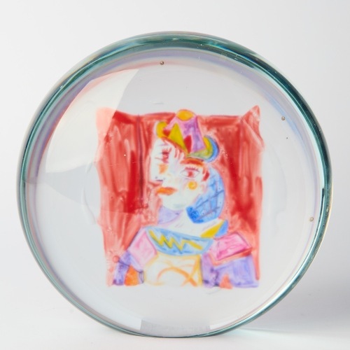 A Picasso Style Painting Encased in Glass