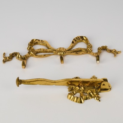 A Pair of Brass Bow Wall Hooks