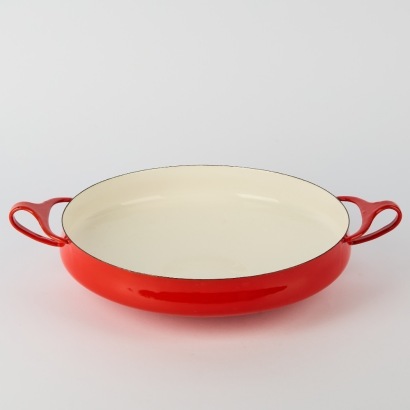 A Vintage Dansk Designs Red Enamel Paella Dish, Denmark