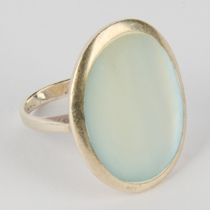A Silver and Mother of Pearl Modernist Ring